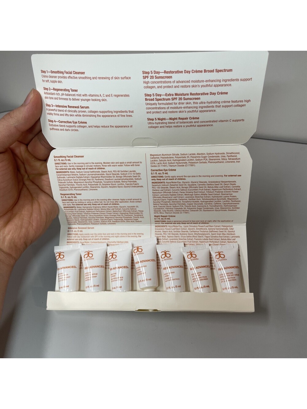 Arbonne Re9 Advanced Anti Aging Skin Care 0.1oz Date 2015 Travel Set of 7 RARE